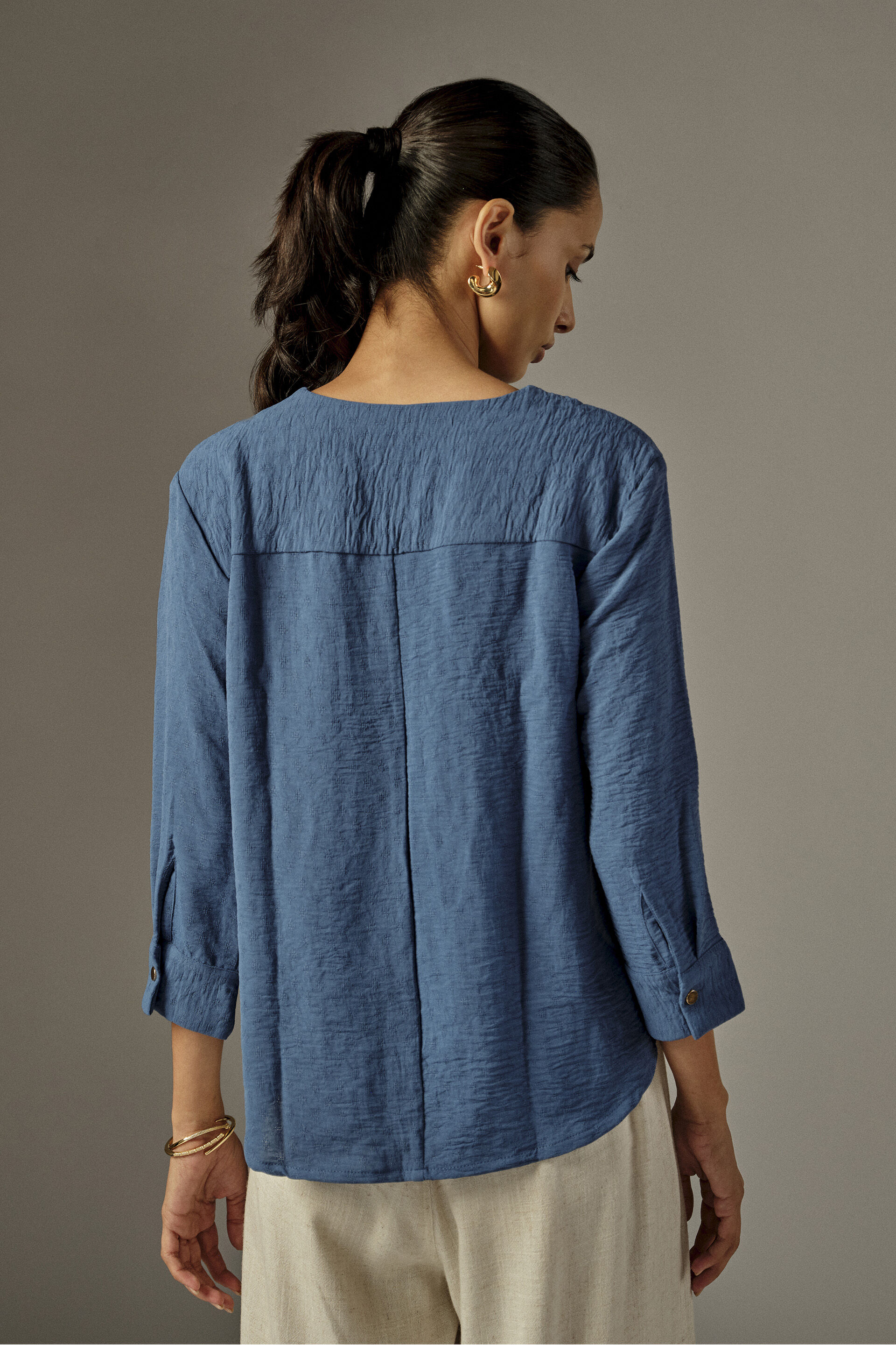 Solid Voluminous Sleeves Top in Blue, Blue, image 5